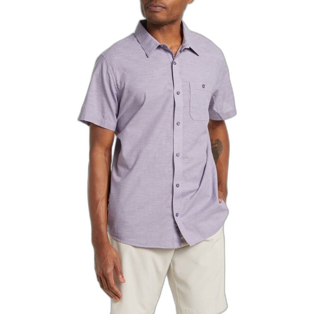 TravisMathew Studebaker Regular Fit Short Sleeve Shirt in Cadet Purple M NWOT